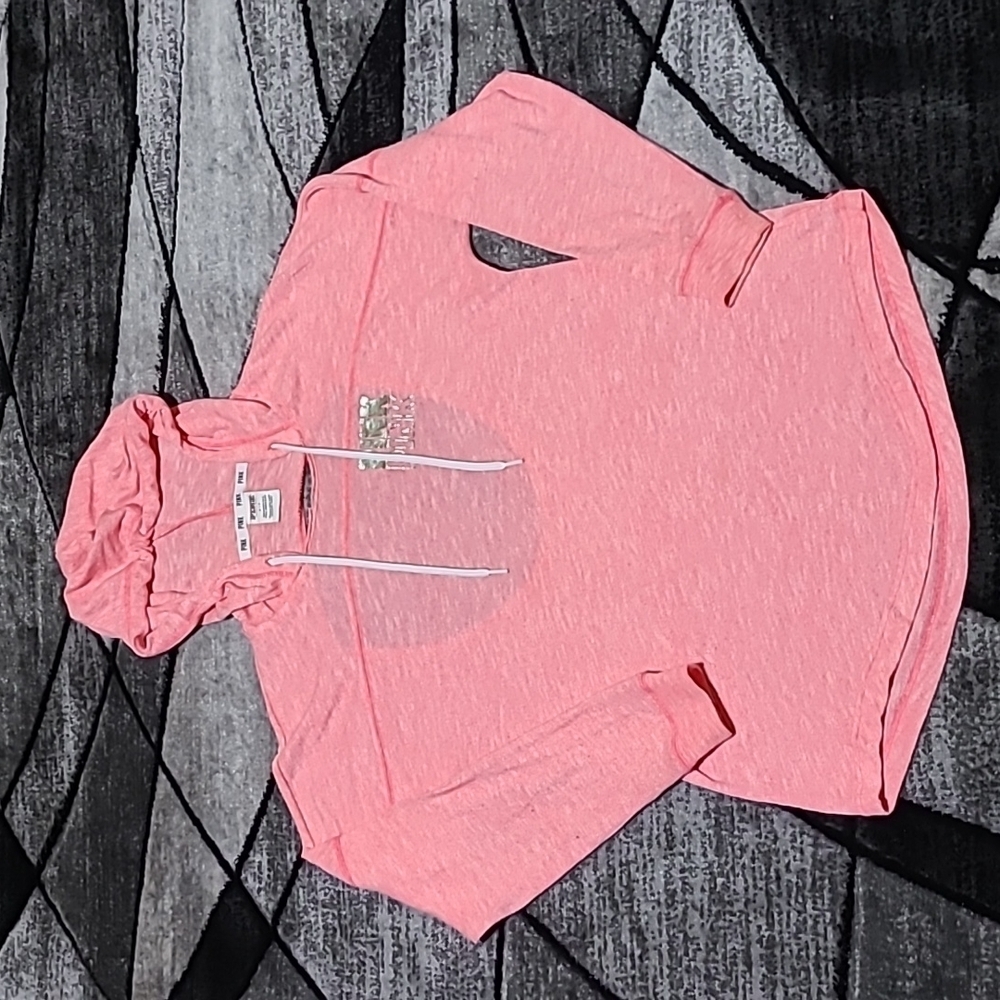 VS PINK 2015 Campus Shine Logo Knit Cut-out Back Hoodie Shirt